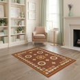thumbnail image 2 of ODIKA 4'x6' Brown Clay Spice Geometric Cross Pattern Washable Area Rug Symmetrical Medallion Motifs With Traditional for Bedroom, Reading Nook, Pet Friendly & Non-Shedding, 2 of 7