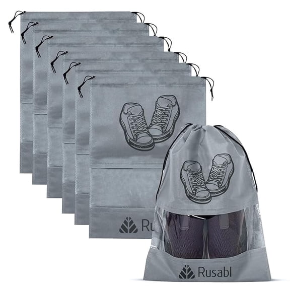 Rusabl Shoe Bag for Travel (Pack of 6, Grey) Travel Organiser Shoe Pouch for Women & Men Travel Essentials Shoe Bags Pouches Travel Shoe Cover for Travelling Travel Bag Travel Pouch