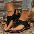 thumbnail image 5 of Tao Tao Sandals With Arch Support Flip Flops For Women Wedge Sandals Comfortable Walking Sandals Cushion Footbed Platform Sandals Summer Slip On Thong Sandals Black 42, 5 of 9