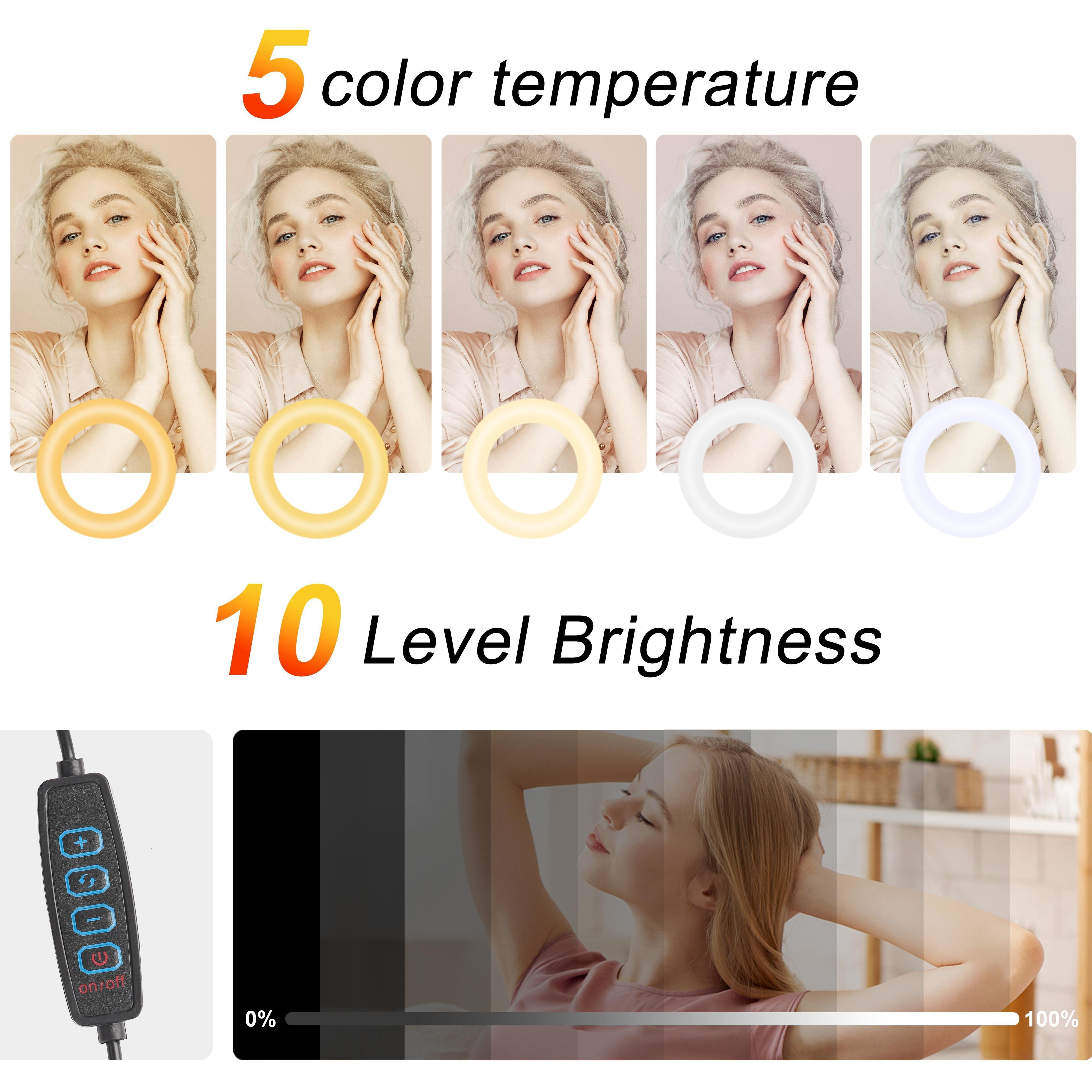 10" Ring Light w/ 68" Tripod - Dimmable, Remote & Mini Stand for Phone/Makeup/TikTok