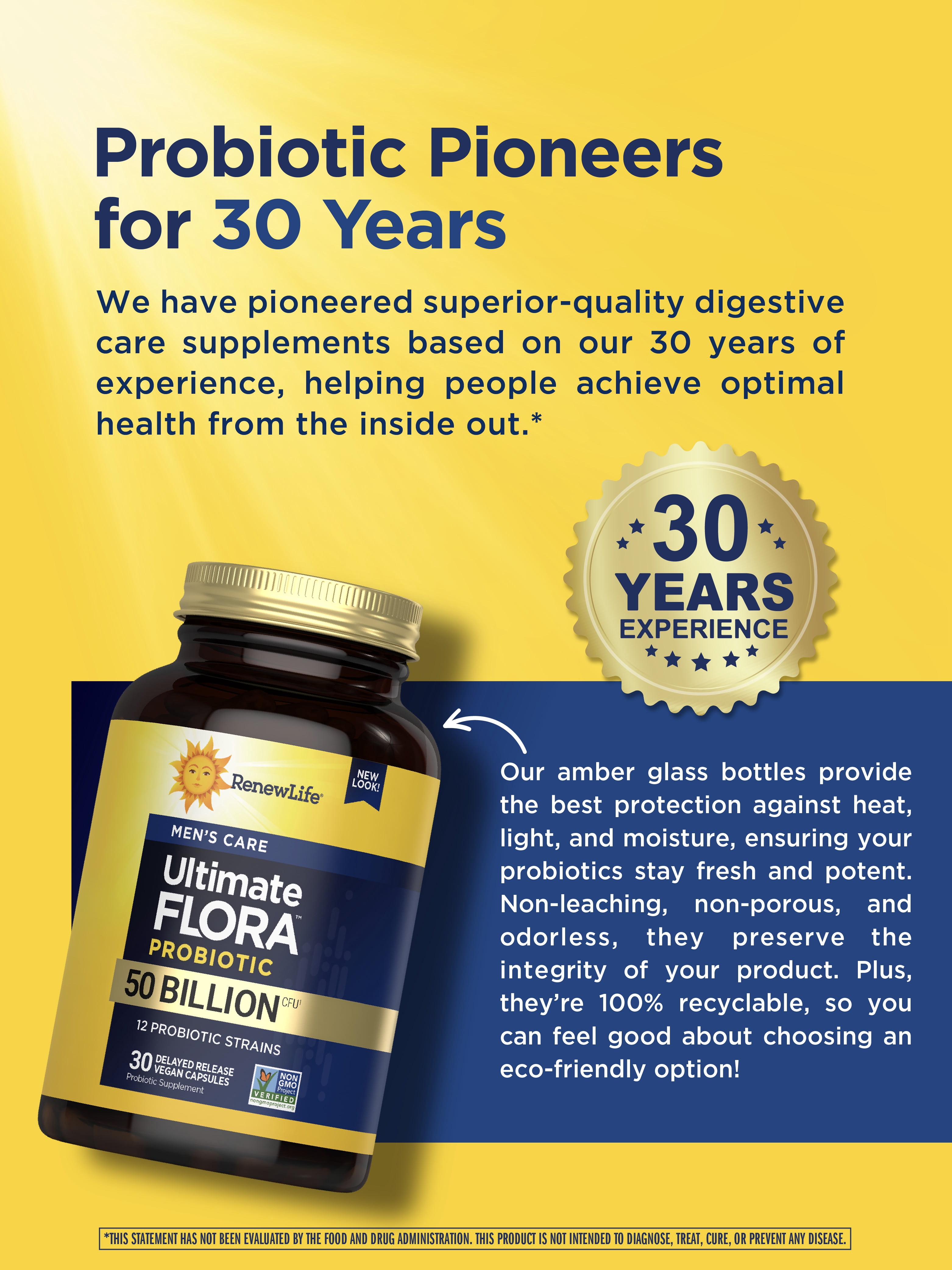 Men's Care Ultimate Flora Probiotic | 30 Vegan Capsules | 50 Billion CFU | by Renew Life
