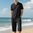 thumbnail image 5 of Rvwovn Men's Casual Summer Shirt and Shorts Set Linen-Blend Breathable Comfortable 2 Piece Outfit, 5 of 7