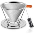 thumbnail image 1 of Pour Over Coffee Dripper, Rich Flavor Stainless Steel Coffee Filter Reusable Pour Over Coffee Filter Cone Coffee Dripper with Removable Cup Stand and Brush, 1 of 7