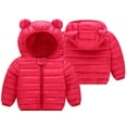 thumbnail image 4 of LYMAYTER Boys Girls down Cotton Coats Kids Fall Winter Long Sleeves Printed Jacket Toddler Ears Hooded Warm Outerwear for 1-7 Years, 4 of 9