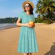 thumbnail image 4 of Disketp Teal Turquoise Glitter para Vestido de Manga Corta para Mujeres, Vestidos de Verano para Mujeres, Casual y Holgado para la Playa, 4 of 6
