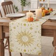 thumbnail image 2 of Golden Sun Cotton Linen Rectangle Table Runners 13"x72", Abstract Mystical Universe Planet Moon Coffee Table Runner Dresser Scarves Luxury Table Runners for Wedding Party Banquet Dinner Decor, 2 of 7