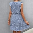 thumbnail image 4 of IROINNID Sleeveless V-Neck Dress For Women Fashion Summer Casual Floral Bandage Flounced Edge Dress Solid Color Knee-Length Empire Dress, 4 of 4