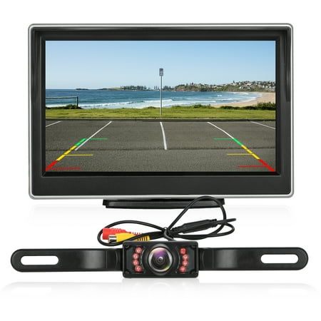 Camera Backup AUTO Digital Backup Camera Kit, Stable Signal Rear View Monitor and Reverse Camera Kit, Night Vision, IP 68 Waterproof with 5'' LCD Monitor 12V-24V for Trucks, RVs, Vans, Trailer,Camping Cars ()