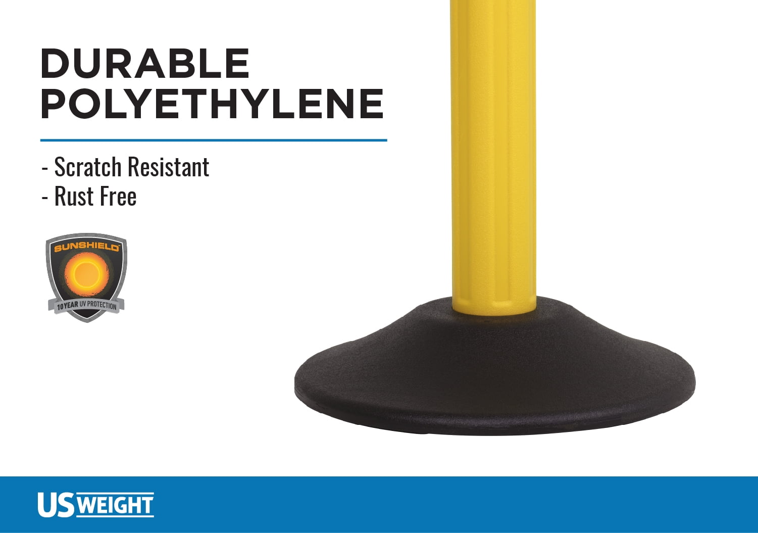 ChainBoss Yellow Stanchion with 10' of Yellow Plastic Chain – Fillable Base