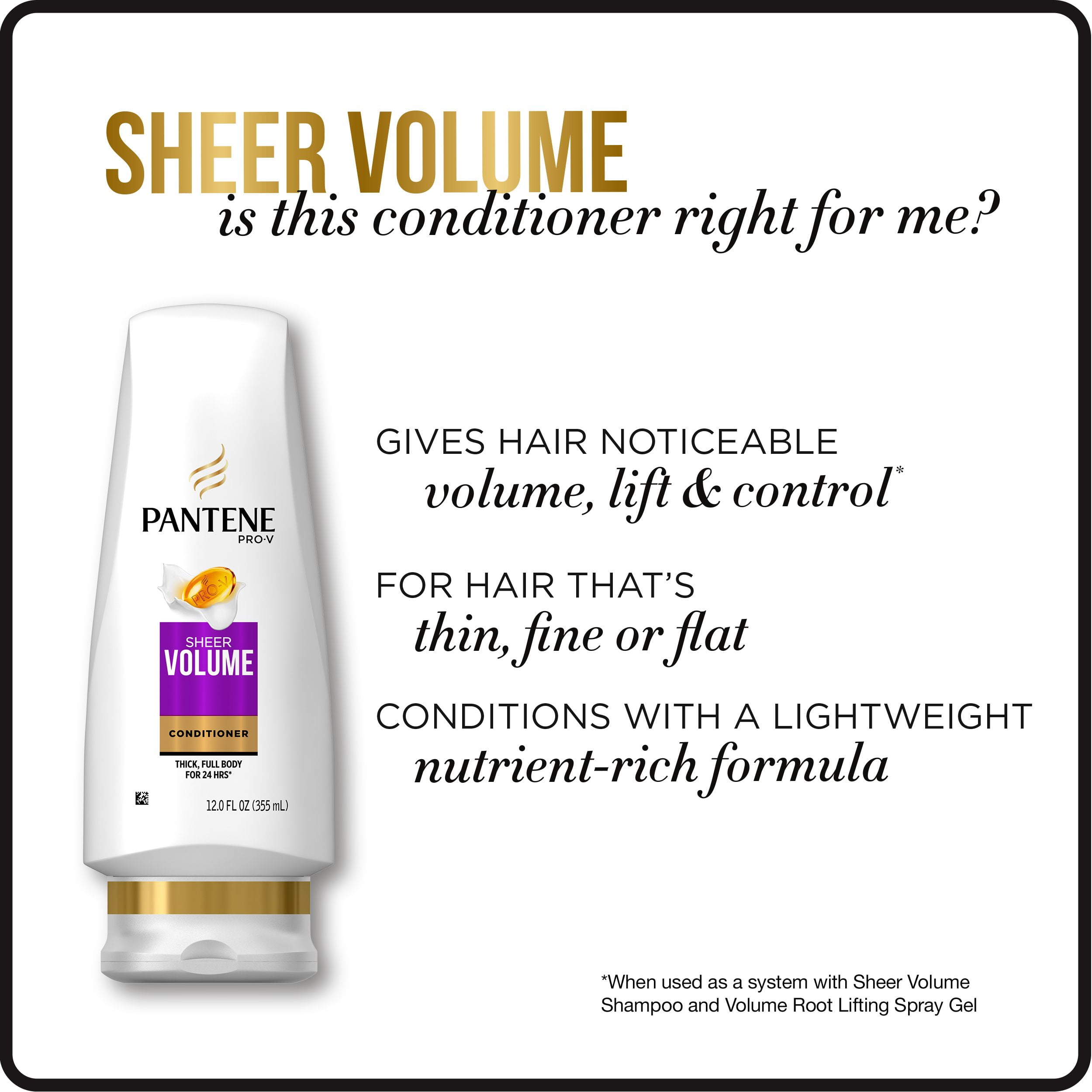 Pantene Pro-V Sheer Volume Moisturizing nourishing Daily Conditioner, 10.5 fl oz