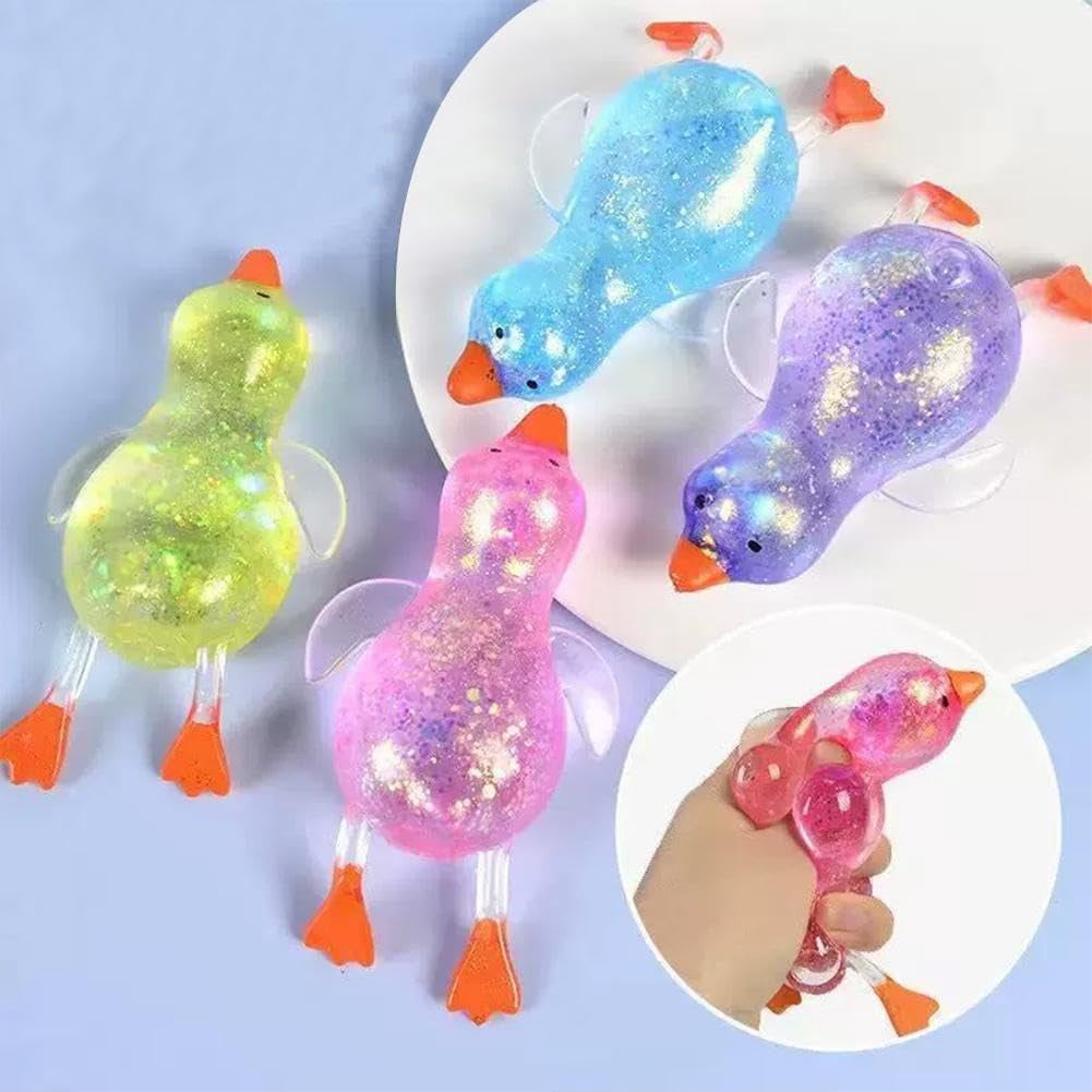 1/2/4Pcs Glitter Duck Squeezes, Soft Cute Stress Relief Ball for Adults & Teens, Fun Decompression Duck Squishies Gift for Office Desk Party Favors Easter Basket Stuffer