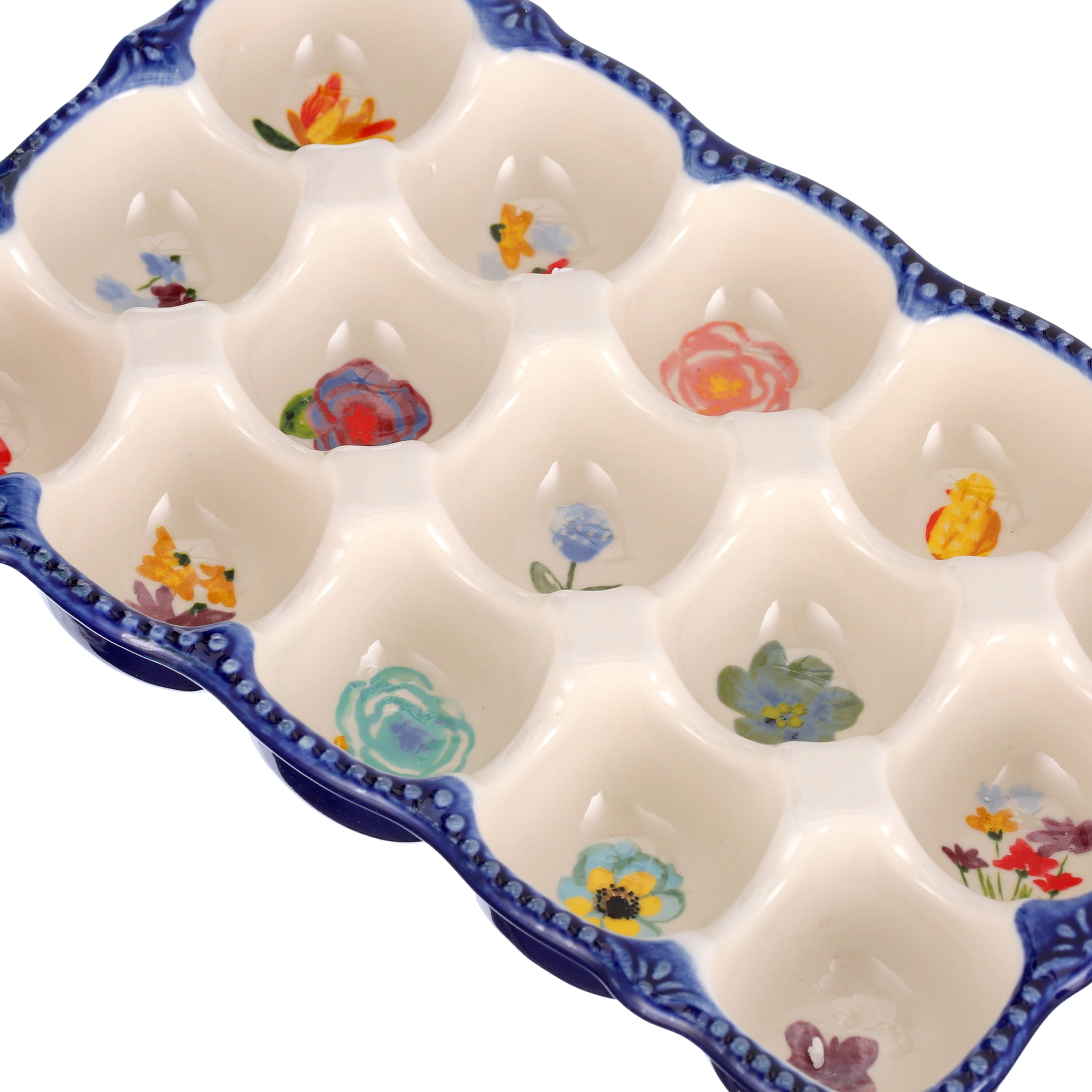 The Pioneer Woman Celia Stoneware 15-Egg Holder in Floral