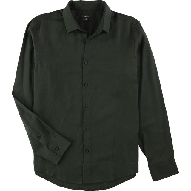 Alfani Mens Vesper Twill Button Up Camisa, Verde, Grande