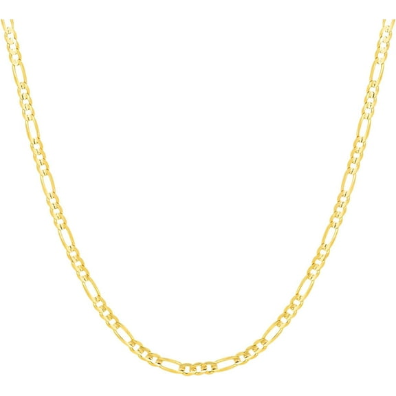 Floreo 14k Yellow Gold 3mm Solid Figaro Chain Necklace