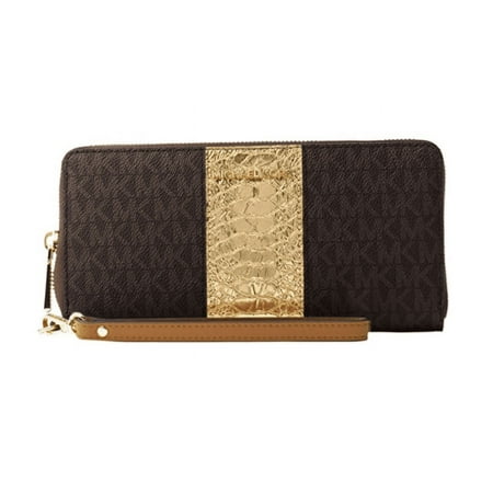 Michael Kors Jet Set Travel Logo And Embossed-Leather Continental Wristlet - Brown - 32F7Gf6Z4B-200