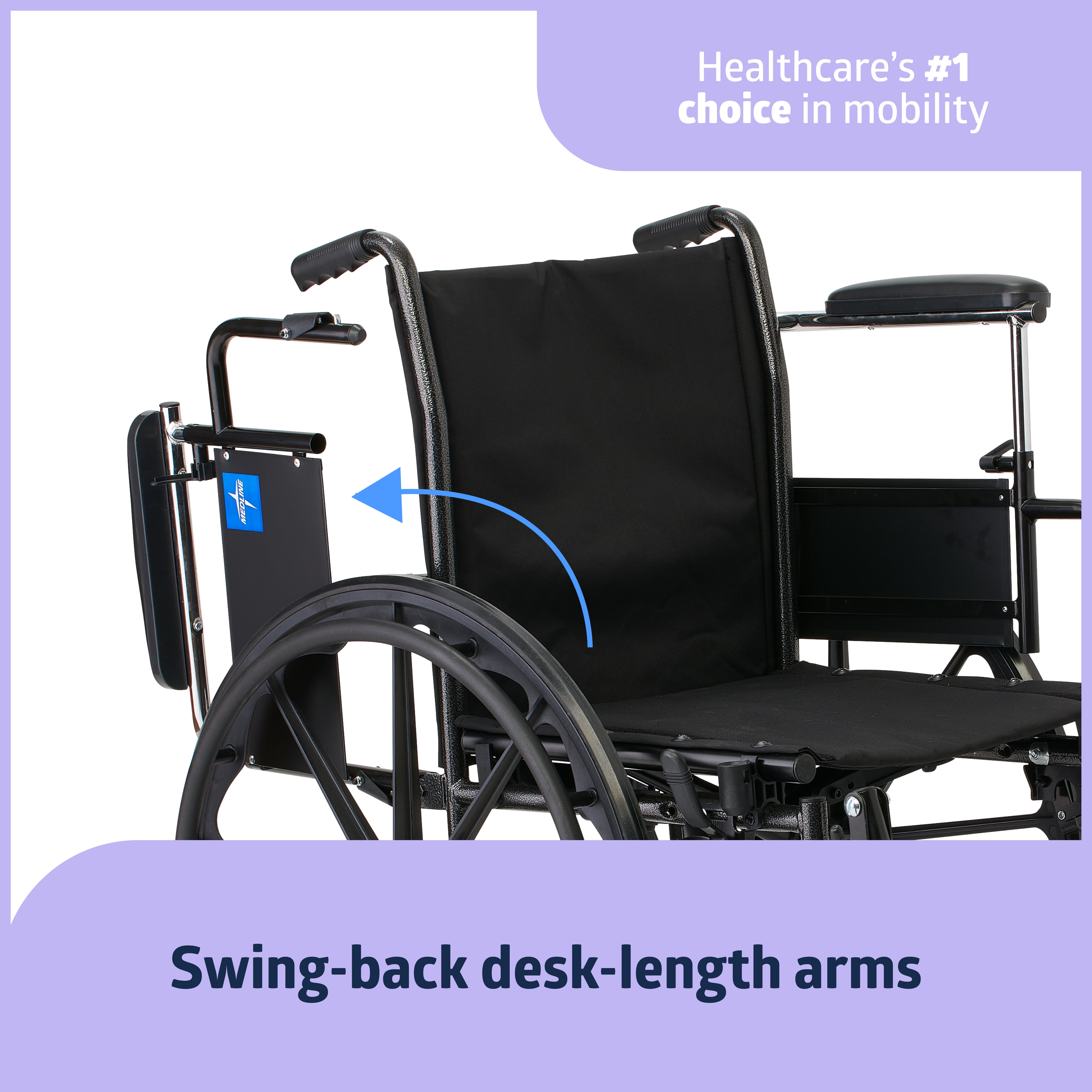Medline K3 Adjustable Manual Wheelchair, Height-Adjustable Arms, Elevating Leg Rests, 18" Seat