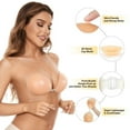 thumbnail image 3 of Reusable Sticky Bra with 1 Pairs Nipple Covers, Adhesive Bra, Strapless Bras for Women, Invisible Push Up Silicone Bra, Nude, C, 3 of 8