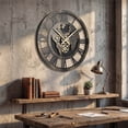 thumbnail image 4 of Costway Large Wall Clock, 27” Gear Clock with World Map, Non-Ticking Decorative Metal Clock, 4 of 10