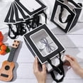 thumbnail image 3 of 12 bolsas de regalo de papel kraft con ventana transparente, 7,9 x 5,9 x 4,1 pulgadas, con asas, color blanco y negro., 3 of 9