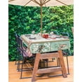 thumbnail image 3 of Outdoor Tablecloth with Umbrella Hole for Patio/Picnic/Party/Camping, Spring Pink Green Check Waterproof Table Cloth Rectangle Table Cover Washable, Vintage Floral Checkered Love 60"x 84", 3 of 7