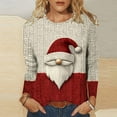 thumbnail image 2 of asdoklhq Long Sleeve Tops Christmas Christmas Women's Fashion Tees Casual Round Neck Loose T Shirt Long Sleeve Christmas Print Shirt Multicolor S, 2 of 6