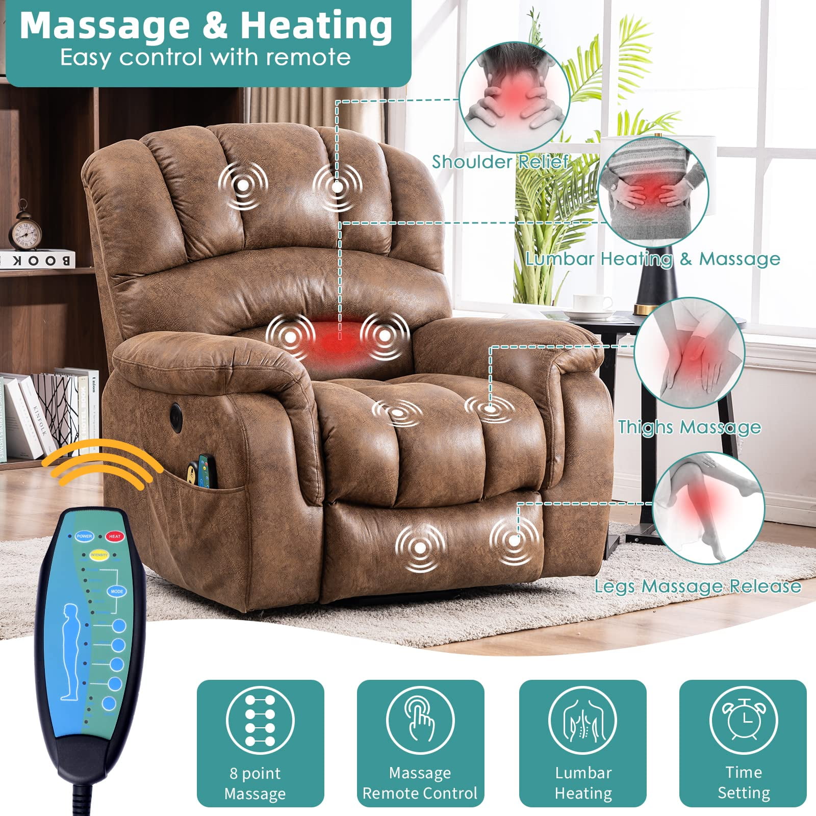 Buy MEETWARM Large Power Lift Electric Recliner Chair with Massage and
