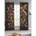 thumbnail image 2 of Boho Black Flowers Sheer Curtains 84 Inch Length 2 Panels Set for Living Room/Bedroom, Spring Abstract Watercolor Floral Leaf Kitchen Curtains Grommet Semi-Sheer Curtains Window Treatments 42"x84"x2, 2 of 7