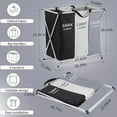 thumbnail image 5 of BN-LINK Laundry Basket, 3 Section Portable Laundry Bag for Dirty Clothes, Collapsible Tall Clothes Hamper with Handles for Laundey Room, Living Room, 5 of 7