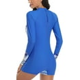 thumbnail image 4 of Women's Boy Short Long Sleeve Swimsuits One Piece Zipper Rash Guard Bathing Suit Swimwear UPF 50+, 4 of 6