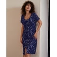 thumbnail image 5 of Ekouaer Women's Nightshirt Short Sleeve Button Down Nightgown V-Neck Sleepwear Pajama Dress, 5 of 6