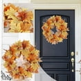 thumbnail image 2 of Tkrady Artificial Autumn Maple Leaf Wreaths for Front Door 15.7 inch Orange Harvest Fall Door Wreath with Pumpkin, Thanksgiving Farmhouse Fall Wreaths for Front Door, 2 of 6