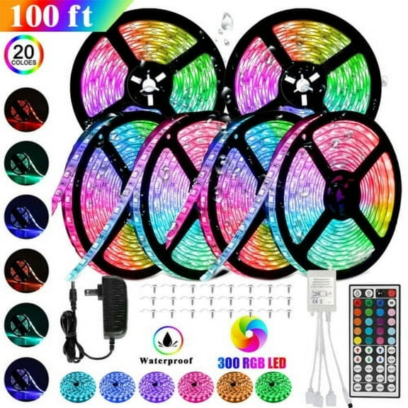 Bricool Indoor/Outdoor 100ft Plug-in Color Changing LED Strip Light (6 Pack)