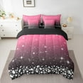 thumbnail image 2 of Feelyou Fashion Pink Diamond Twin Bedding Sets 7-Piece, Bling Stars Print Bedding Comforter Set, Teens Kids Women Girls Reversible Sheet Sets, Breathable Home Decor, 2 of 8