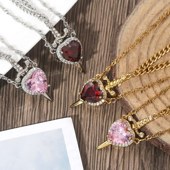 Heart-piercing Couple Necklace Love Dagger