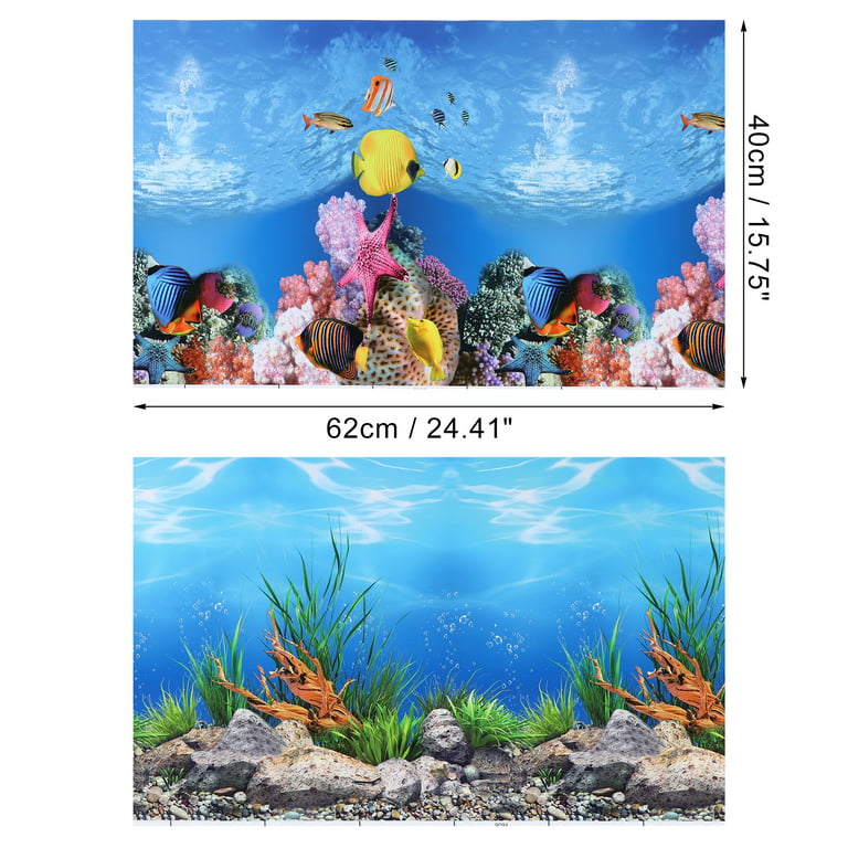 Unique Bargains Aquarium Background Poster Double-sided Fish Tank  Background Decorative Paper Sticker 24.41x15.75
