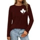 thumbnail image 1 of MHFRRA Camiseta de Manga Larga para Mujer con La Bandera del Día de Canadá y La Hoja de Arce Canadiense. Café, 1 of 3