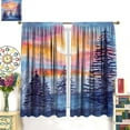 thumbnail image 3 of Forest Curtains Watercolor Misty Forest Orange Sunset Nature Scenery Colorful Art Print for Bedroom Living Room Decor Rod Pocket Blackout Window Drape 84x84in, 3 of 6