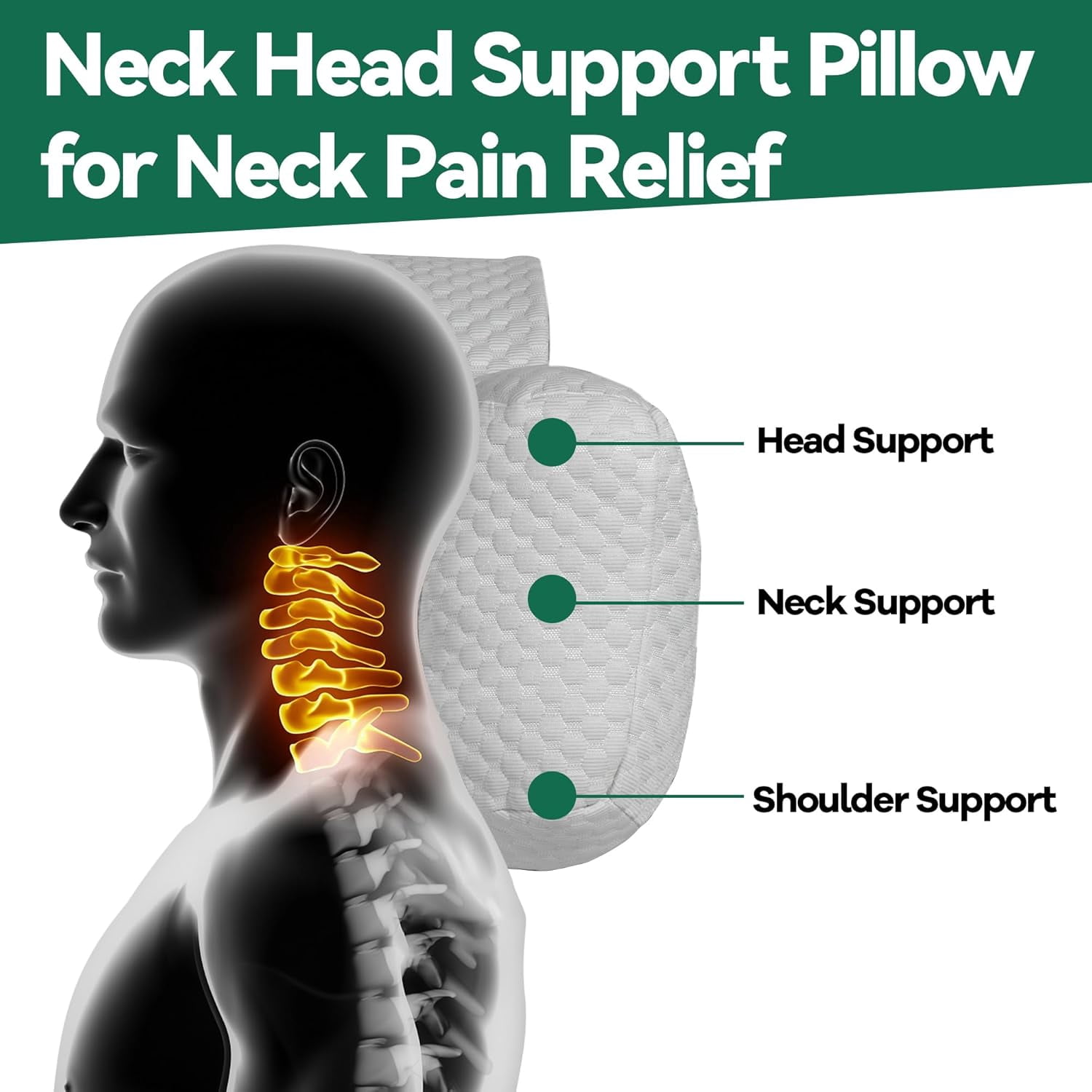 HOMBYS  Neck Pillows for Recliners with Pocket,Headrest Cushion for Neck Pain Relief and Cervical Support,Recliner Head Pillow for Side Sleeping at Home, Office or Traveling