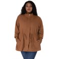 thumbnail image 3 of Women's Plus Size Stand Collar Drawstring Utility Jacket Brick Red 2X, 3 of 6