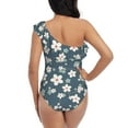 thumbnail image 5 of Easygdp Blue Flower Women's One Shoulder Ruffle Monokini Bathing Suits with Removable Chest Pad, Quick Drying - Medium, 5 of 8