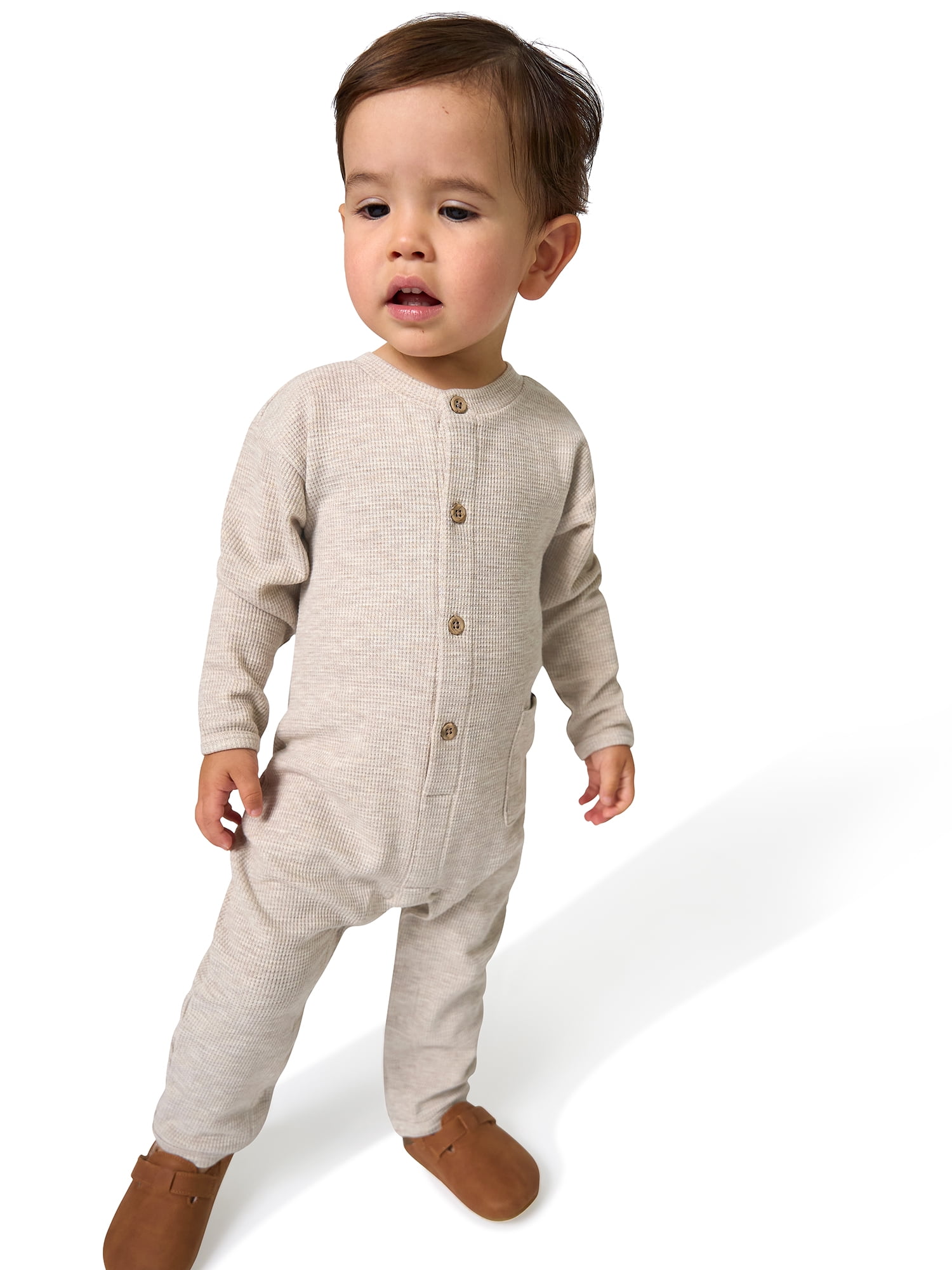 Modern Moments by Gerber Baby Boy Long Sleeve and Leg Hacci Romper, Sizes 0/3 Months - 24 Months