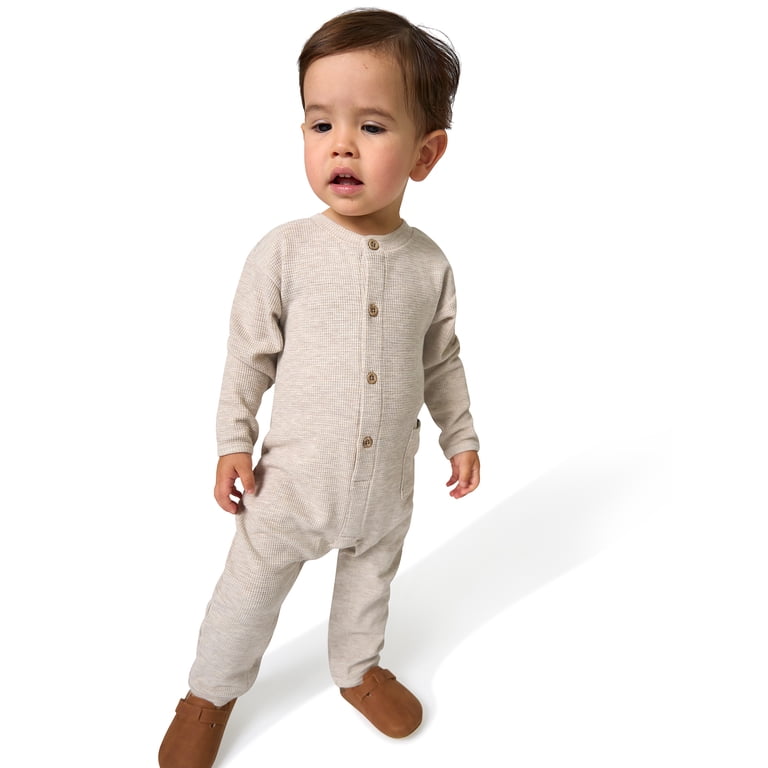 Modern Moments by Gerber Long Sleeve Hacci Romper, Newborn-24M photo 6