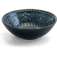 thumbnail image 5 of Round Stoneware Embossed Dinnerware Dish Set, 16 Piece, Ocean Teal and Green, 5 of 10