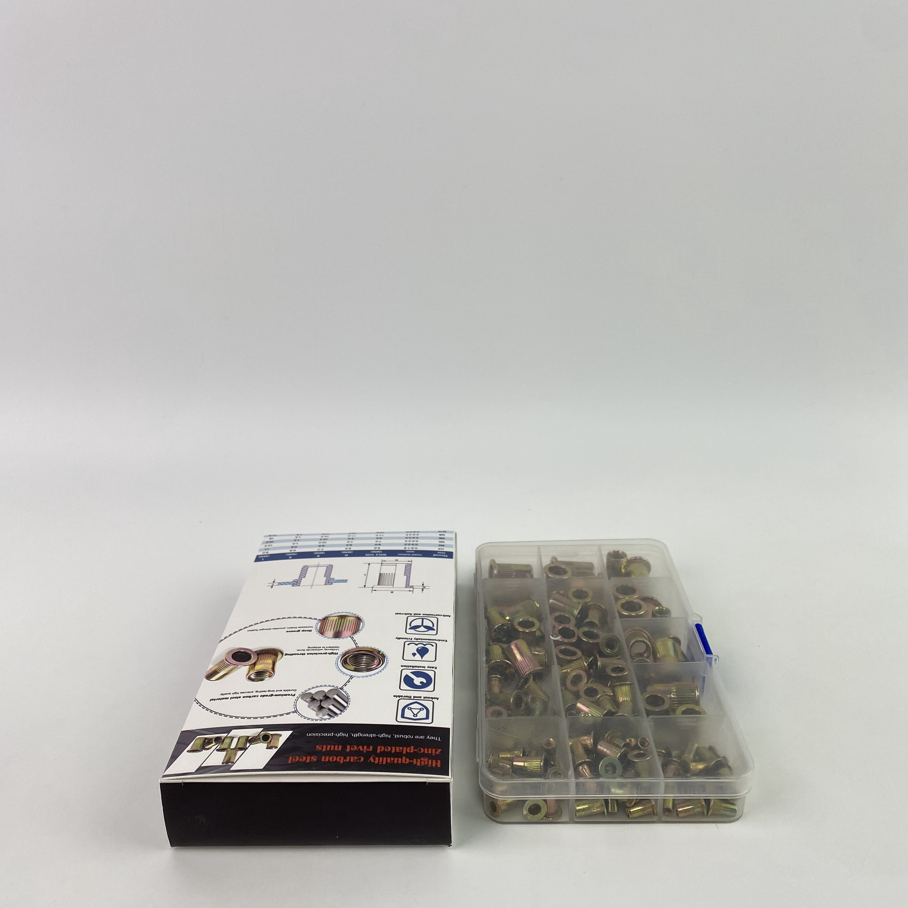 safeirm Metal threaded fasteners,Rivet Nut Kit, 470Pcs SAE & Metric UNC Rivet Nut, Zinc Plated Carbon Steel Rivnut Threaded Inserts Assortment Set Nutserts, Sizes 6-32 8-32