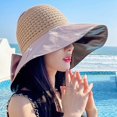 thumbnail image 4 of Sombrero de visera de playa para mujer - Sombrero de protección solar superior vacío Gorra de ala ancha Sombrero de verano, 4 of 4