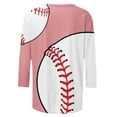 thumbnail image 5 of Women's Tops Dressy Casual Vintage 3/4 Sleeve Tunic Tops Loose Fit Flowy Summer Clothes for Teen Girls Round Neck Blouse Baseball Graphic Tops Basic Tees for Sports Fashion 2024 Pink T Shirts L, 5 of 5