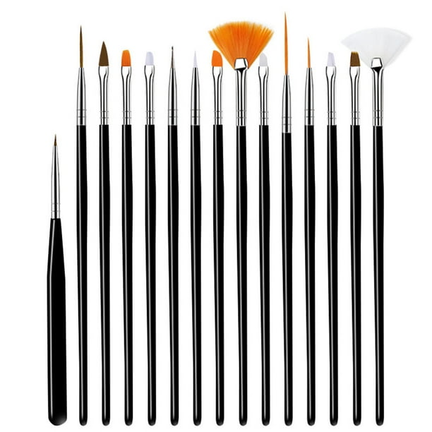 Soidarity 15 unids/set de pinceles para uñas, mango de plástico, esmalte de Gel, pintura, dibujo, pinceles de uñas de para arte de uñas, Juegos de manicura Negro 15 piezas Soidarity CE1769-03