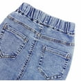 thumbnail image 6 of KIDSCOOL SPACE Girl Jeans,Raw Edge Ankle Hem Bowknot Decor Denim Pants,Blue,9-10 Years, 6 of 8