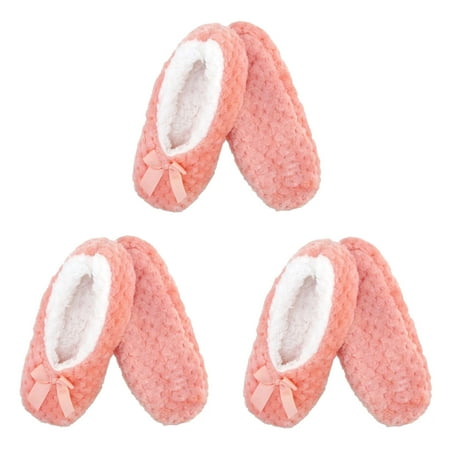 

Adult Super Soft Warm Cozy Fuzzy Soft Touch Slippers Non-Slip Lined Socks Pink Small 3 Pairs