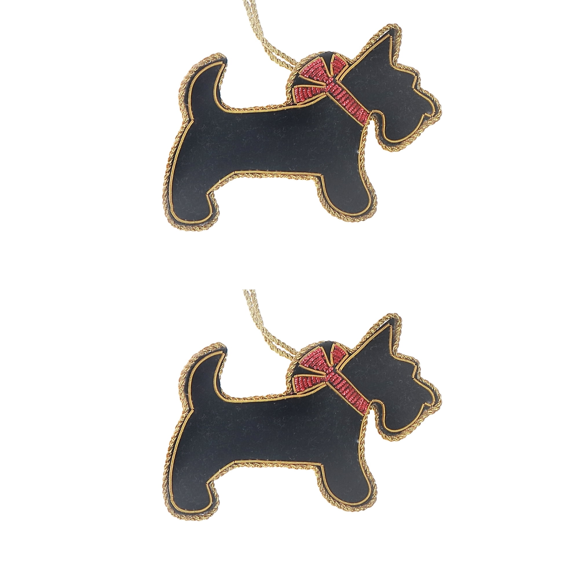 Décoration À Suspendre En Forme De Terrier Écossais Fabriquée À La Main - Lot De 2